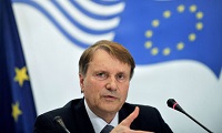 Horst Reichenbach, speaks during a press conference in Athens on March 15, 2012.