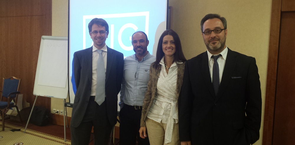 (από αριστερά) Οι κ.κ. Κωνσταντίνος Βούλγαρης, Financial Lines Head, Greece, Cyprus & Malta της ΑΙG, Μιχάλης Τουντασάκης, Senior Business Developer της AIG, Σωτηρία Μαράκη, Personal Property Head, South Zone ΕΜΕΑ AIG, Δημήτρης Κύρογλου, Εμπορικός Διευθυντής της Brokers Union.