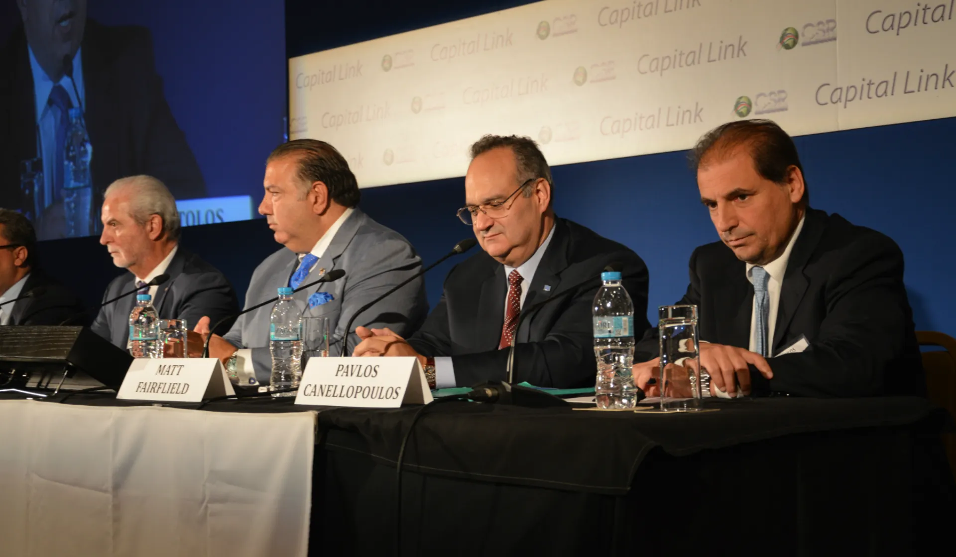 J. Calamos, J. Koudounis, M. Fairfield & Π. Κανελλόπουλος στο 7ο Συνέδριο της Capital Link