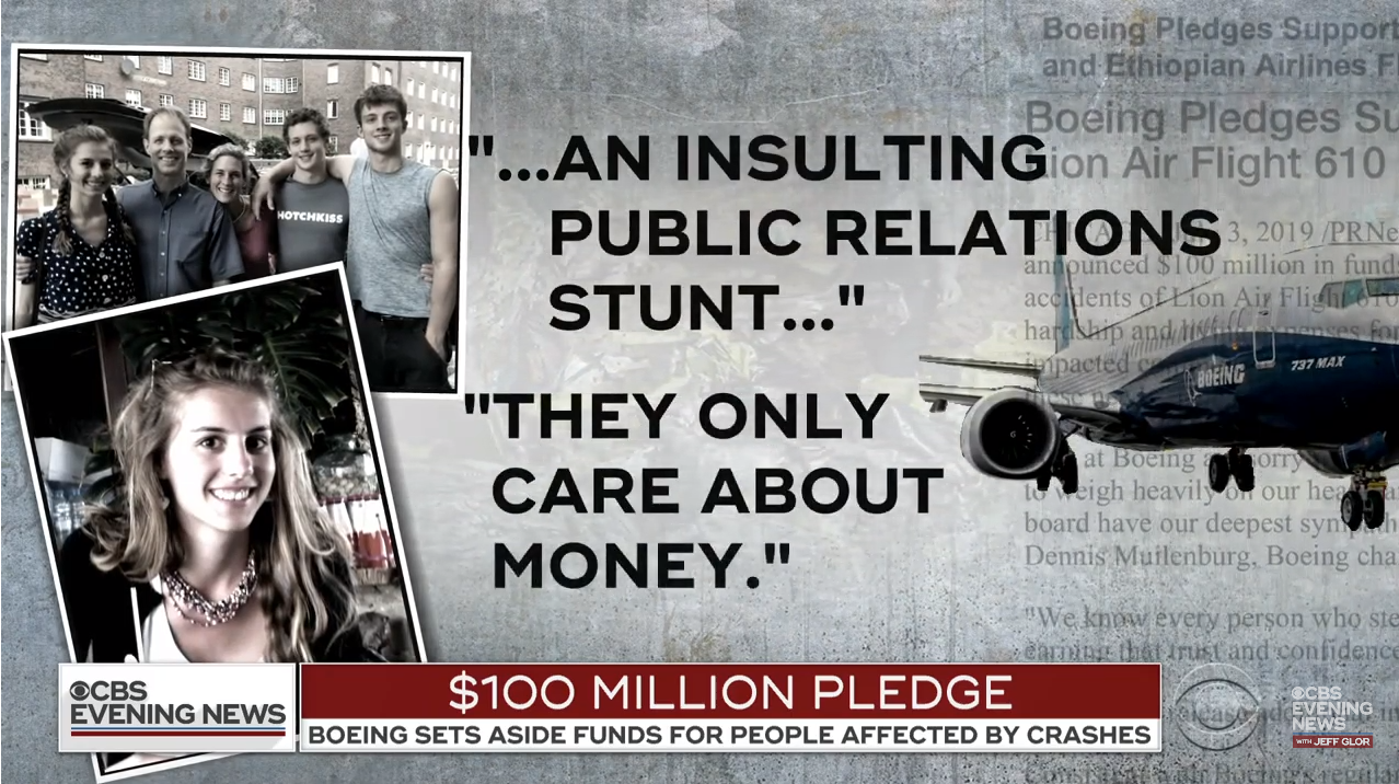 video: 100 εκατ. δίνει η Boeing στις οικογένειες των θυμάτων