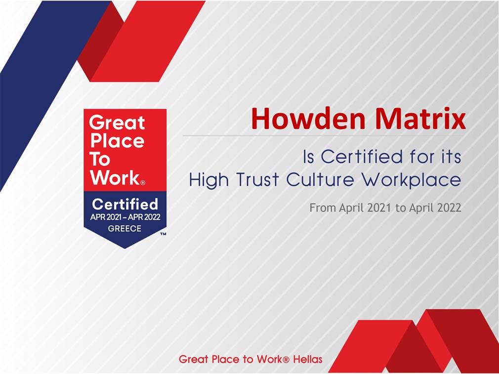 H Howden Matrix απέκτησε την Πιστοποίηση του Great Place to Work®