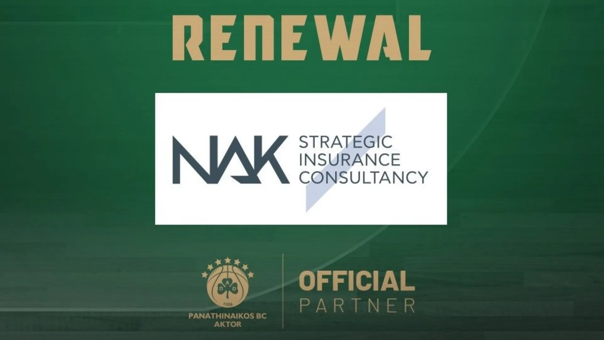 Η ΚΑΕ Παναθηναϊκός ανανέωσε τη χορηγική συνεργασία με τη ΝΑΚ – ΕΥΡΩΠΗ HOLDINGS