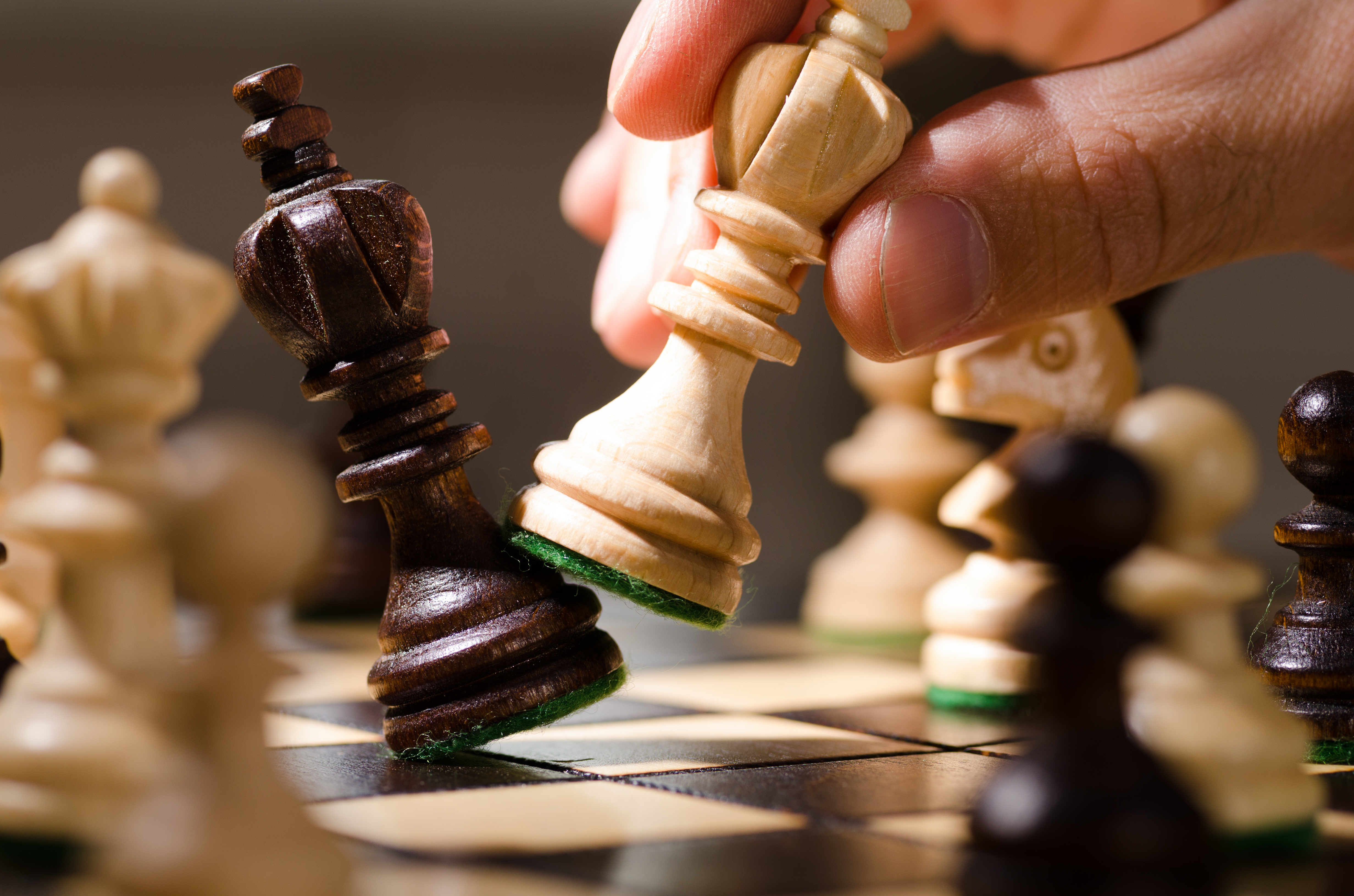 Wooden chess pieces