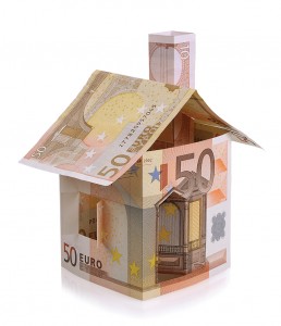 Euro house made ​​from banknotes isolated