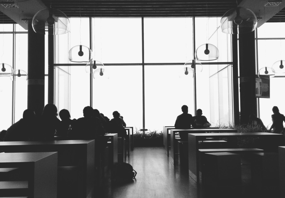 black-and-white-restaurant-eating-sitting