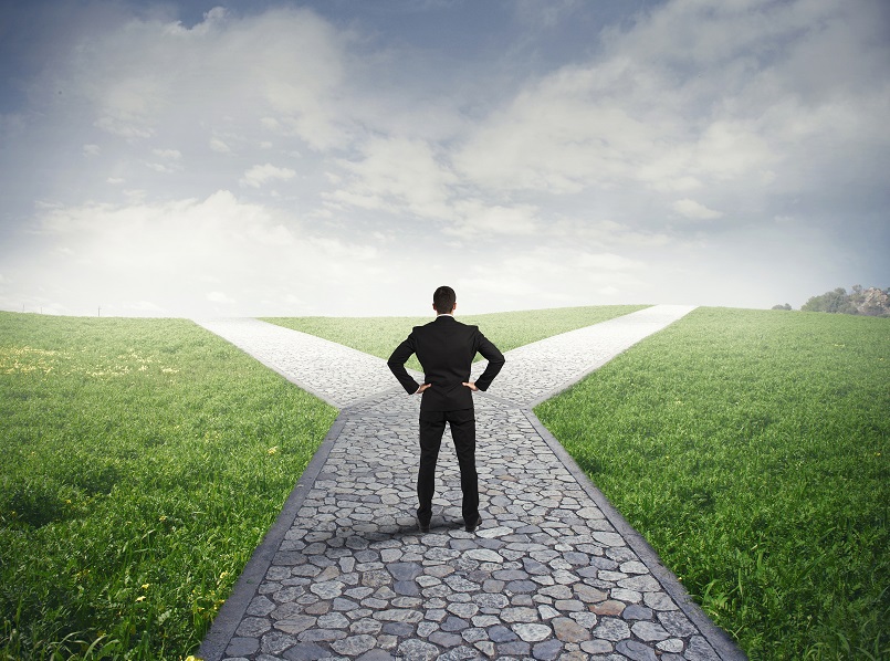 Concept of important choices of a businessman