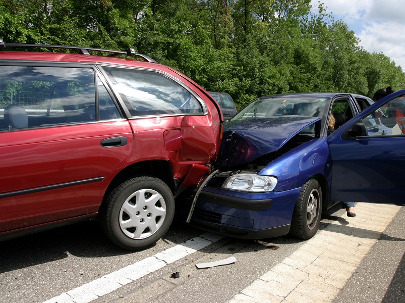 Car accident on a highway
