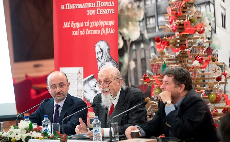 Στο πάνελ των ομιλητών, από αριστερά: Γιάννης Ρούντος, Θεοδόσης Π. Τάσιος και ο συγγραφέας Κ. Σπ. Στάικος