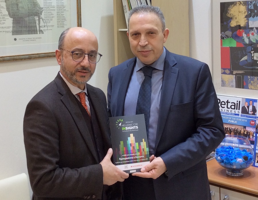 Ο Βαγγέλης Παπαλιός, εκδότης της Direction Business Network με τον Γιάννη Ρούντο, διευθυντή εταιρικών σχέσεων και υπευθυνότητας της INTERAMERICAN