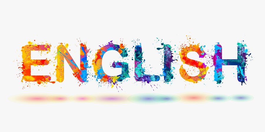 Word ENGLISH for language courses isolated on white background