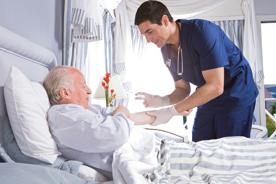 Nurse making an injection