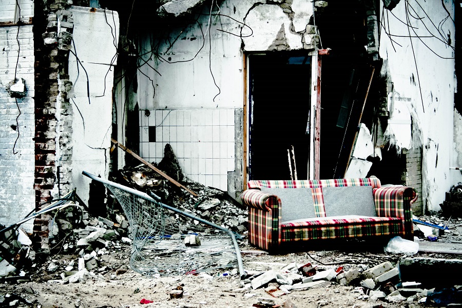 destroyed building