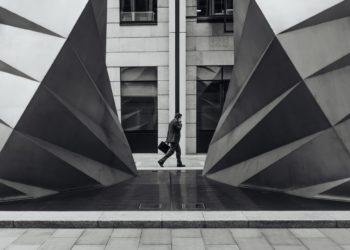 black-and-white-city-businessman-building