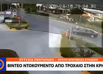 Το κράνος σώζει ζωές: Δείτε το σοκαριστικό τροχαίο στην Κρήτη