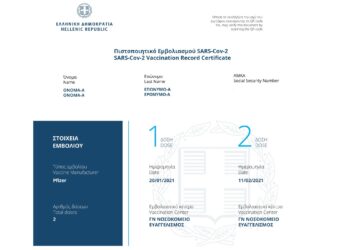 Τι πρέπει να ξέρετε για τη βεβαίωση εμβολιασμού για τον κορωνοϊό