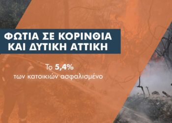Ανασφάλιστο ήταν το 94,6% των κατοικιών με ζημιές στη φωτιά σε Κορινθία και Δ. Αττική