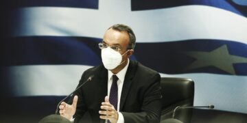 Ο υπουργός Οικονομικών Χρήστος Σταϊκούρας μιλάει στη συνέντευξη τύπου για τα νέα μέτρα οικονομικής στήριξης πληγέντων από την πανδημία covid 19, στο Υπουργείο Οικονομικών, Πέμπτη 11 Μαρτίου 2021. ΑΠΕ- ΜΠΕ/ΑΠΕ- ΜΠΕ/ΑΛΕΞΑΝΔΡΟΣ ΒΛΑΧΟΣ
