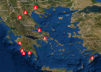 Χάρτης Ελλάδας-φωτιές