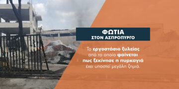 Σε τρία εργοστάσια ζημιές από τη φωτιά στον Ασπρόπυργο