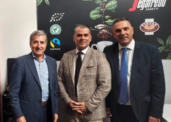 Βαγγέλης Tσιμπλιάρης, Senior Account Manager των Ομαδικών Ασφαλίσεων Interamerican, Ιωάννης Ματσούκας, Ασφαλιστικός Σύμβουλος  Interamerican, Ιωάννης Σφακιανάκης CEO της Segafredo Zanetti Ελλάς