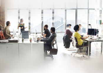 Diverse people working in the office