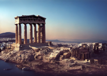 Φωτογραφία της Αθήνας μετά από μεγάλο σεισμό. Δημιούργημα με την τεχνητή νοημοσύνη του Midjourney