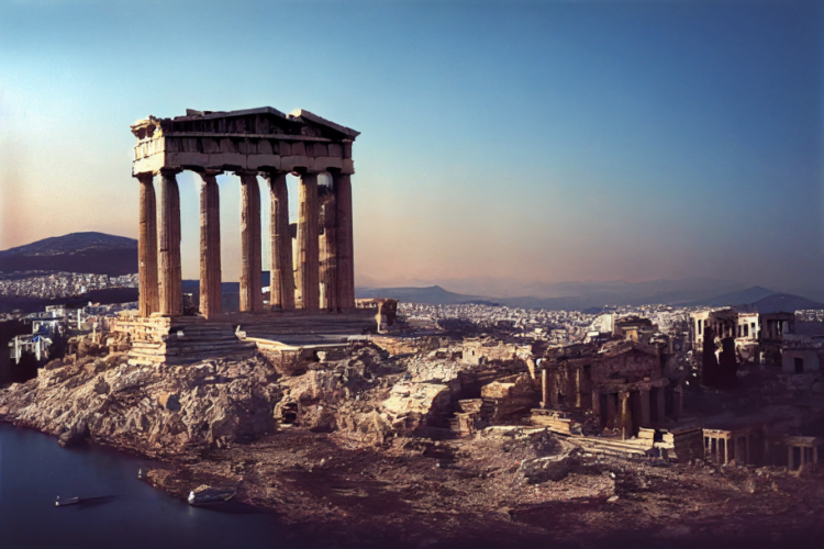 Φωτογραφία της Αθήνας μετά από μεγάλο σεισμό. Δημιούργημα με την τεχνητή νοημοσύνη του Midjourney