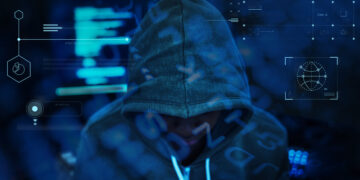 Hacker working in the darkness