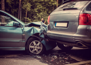 Image of a auto accident involving two cars.