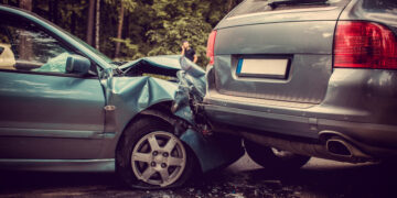 Image of a auto accident involving two cars.