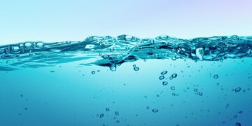Clean water background, blue transparent liquid vector