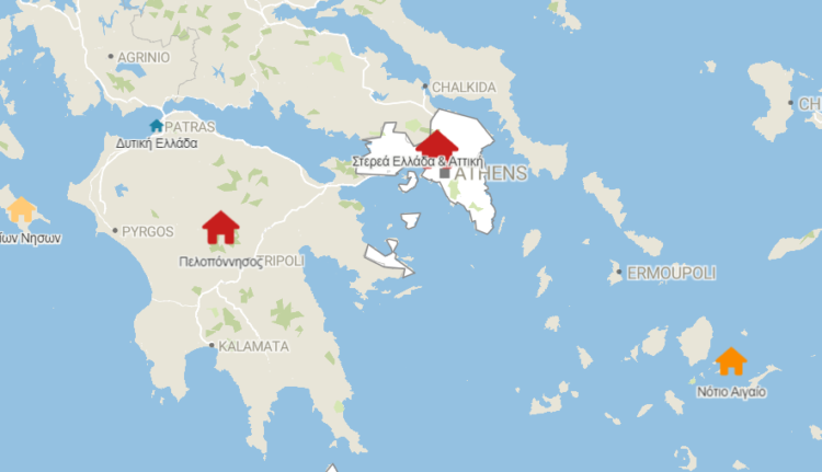 Χάρτης: Τι ποσοστό των κατοικιών είναι ασφαλισμένο σε κάθε περιφέρεια