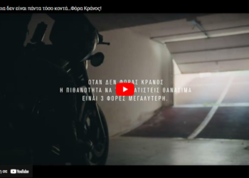 Η πιθανότητα θανάσιμου τραυματισμού τριπλασιάζεται χωρίς κράνος (video)