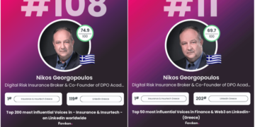O Ν. Γεωργόπουλος στην 1η θέση στην Ελλάδα & τις 200 Most Influential Voices in Insurance & Insurtech